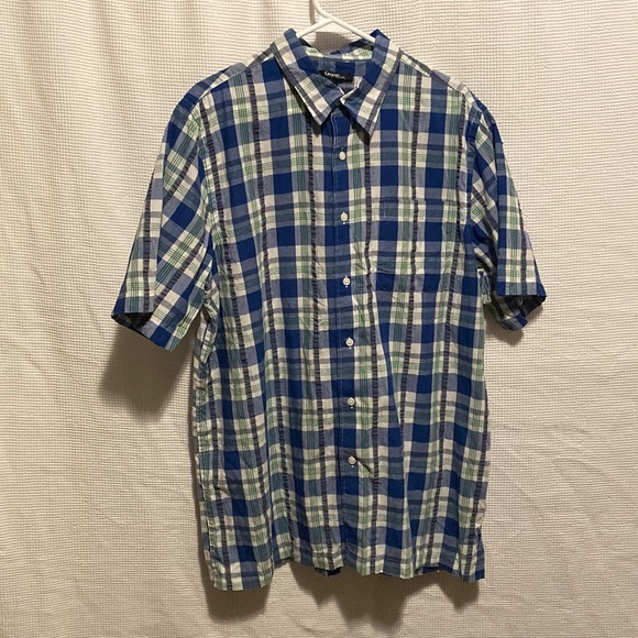 George blue plaid short sleeve button down shirt - Picture 1 of 5